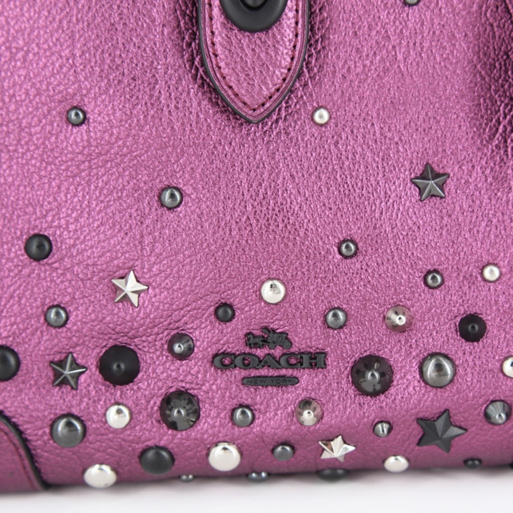 Coach Metallic Mauve Leather Mercer 24 Satchel - Picture 6 of 8